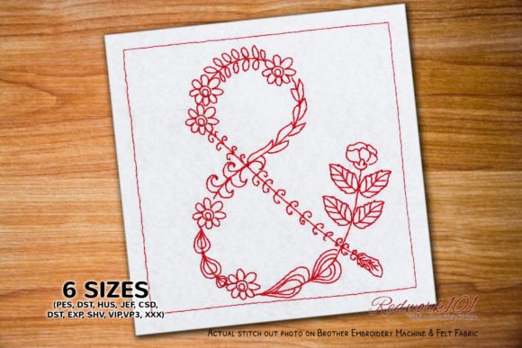 Ampersand with Rose: A Charming Bluework Embroidery