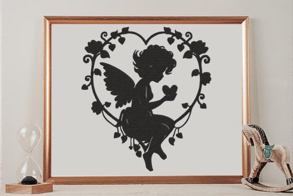Angel Fairy in a Floral Heart Embroidery