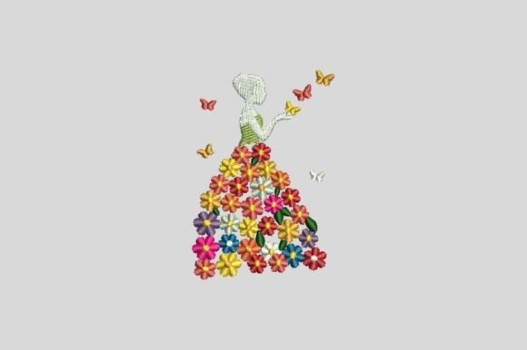 Captivating Floral Girl Embroidery Design
