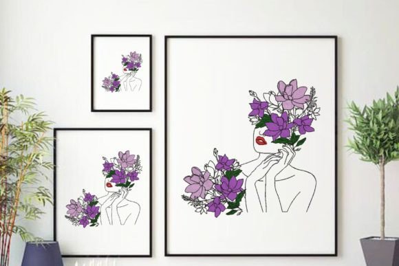 Charming Face Young Beautiful Woman with Floral 4