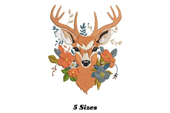 Charming Floral Reindeer Head for Apparel