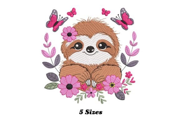 Charming Floral Sloth for Unique Embroidery Projects