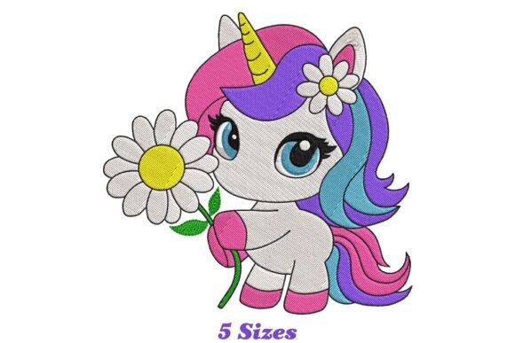 Charming Floral Unicorn Embroidery Design