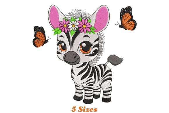 Charming Floral Zebra with Butterfly Design