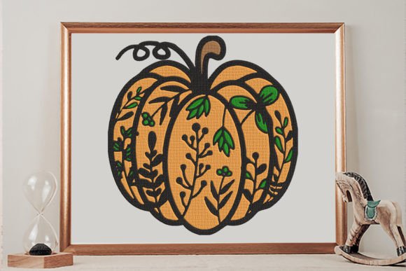 Decorative Floral Pumpkin: A Thanksgiving Embroidery Delight