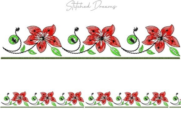 Elegant Floral Motif Embroidery Borders