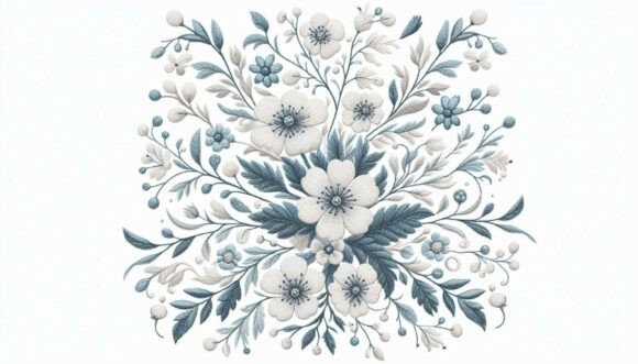 Elegant White Floral Embroidery for Craft Fairs