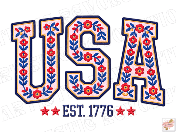 Floral Embroidery USA Png: A Festive Touch
