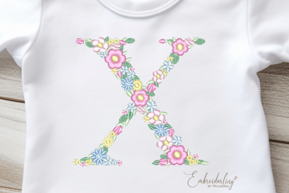 Floral Letter X: A Charming Embroidery Design