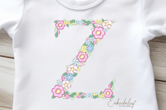 Floral Letter Z Machine Embroidery: A Delicate Touch