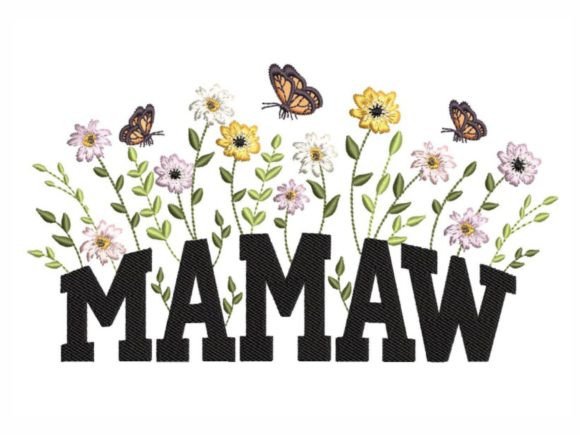 Floral Mamaw: A Charming Embroidery Design