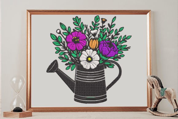 Floral Watering Can: A Charming Addition to Spring Embroidery