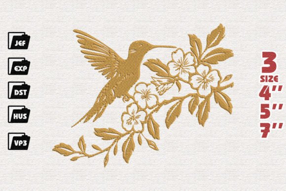 Hummingbird Floral Embroidery: A Touch of Nature's Beauty