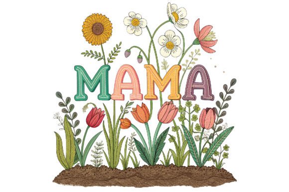 Mama Floral Embroidery Design for Mothers