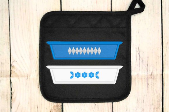 Vintage Casserole Dish Duo Applique: A Charming Embroidery Design